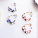 Floral Bridal Pearl Rhinestone Earrings - Simply Basy