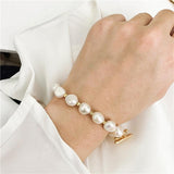 Minimalist Gold Plated Pearl Bracelet - Simply Basy