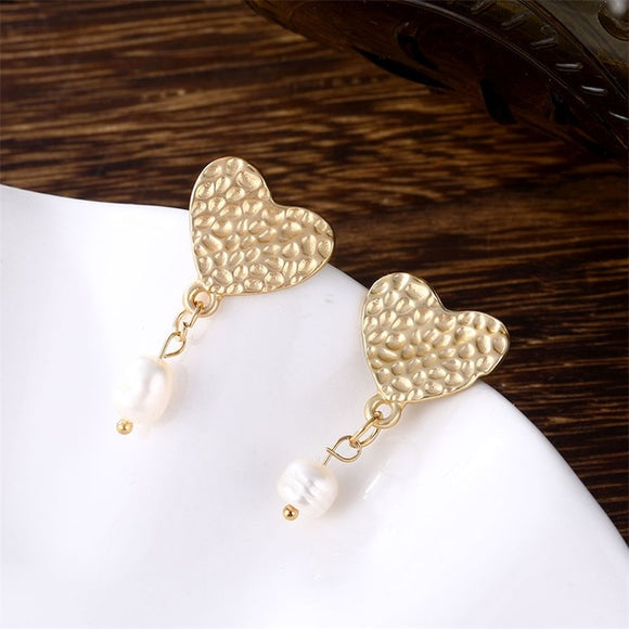 Handmade Pearl Heart Shaped Drop Earrings for Wedding and Party - Simply Basy