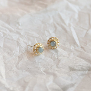 Jade and Pave Stud Earrings - Simply Basy