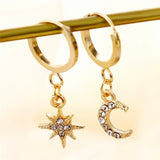 Golden Moon and Star Drop Earrings - Simply Basy