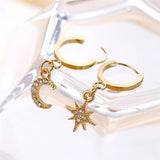 Golden Moon and Star Drop Earrings - Simply Basy